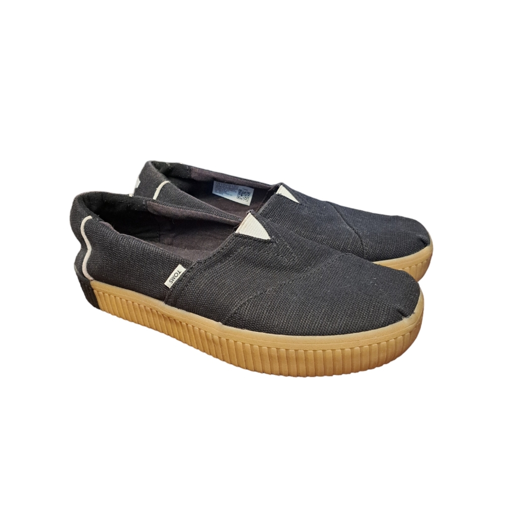 TOMS Earthwise Women's 5.5 Shoes Black White‎ Comfort Trainer Platform Sneakers